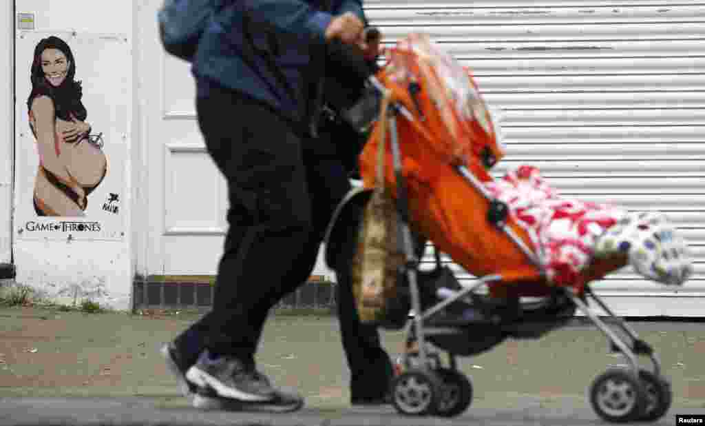 Граффити в Лондоне на тему беременности Кейт Мидлтон 