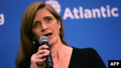 Представитель США в ООН Саманта Пауэр выступает на сессии Атлантического Совета в Вашингтоне в январе 2017 года