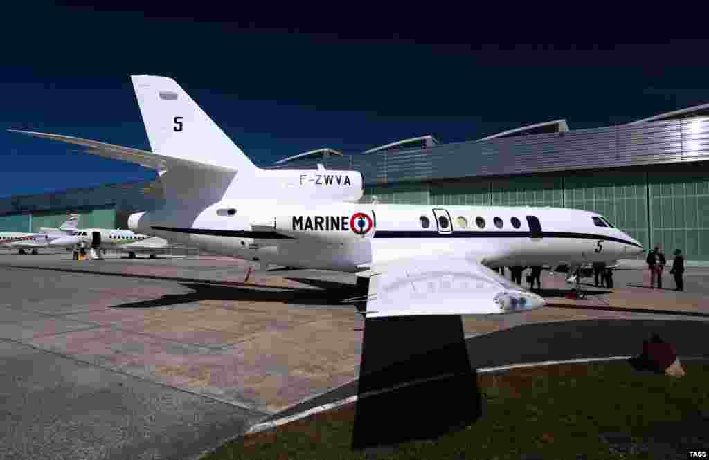 Russia -- A Falcon 50 EX jet, with the registration number F-GLSA, is parked at "Vnukovo-3 Business Aviation Center", at Moscow's Vnukovo airport, April 25, 2014