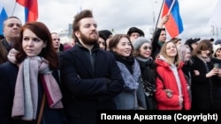 Виталий Колесников на марше Немцова. Фото Полины Аркатовой