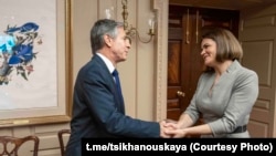 Госсекретарь США Энтони Блинкен и лидер белорусской оппозиции Светлана Тихановская