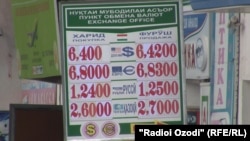 Обменник в Душанбе, апрель 2015 года